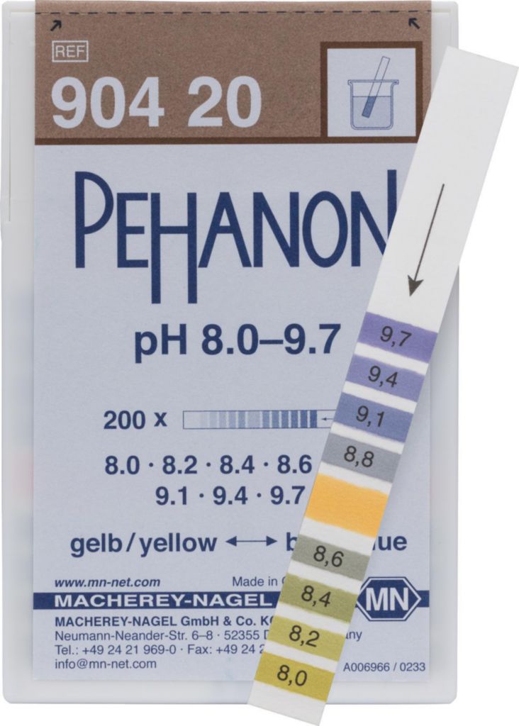 [9130366] pH indicator paper, Macherey-Nagel PEHANON, strips, pH 8 - 9,7, 200 pcs