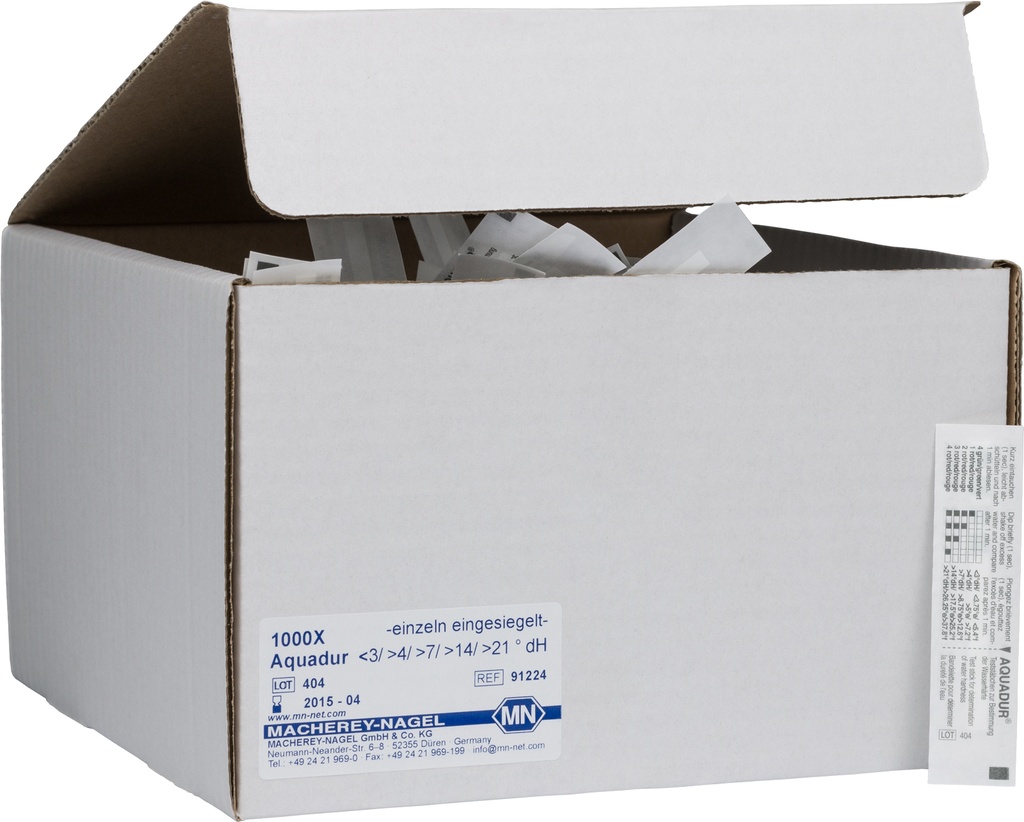 AQUADUR test strips gradation: 4-21 °dH, 1000 pcs