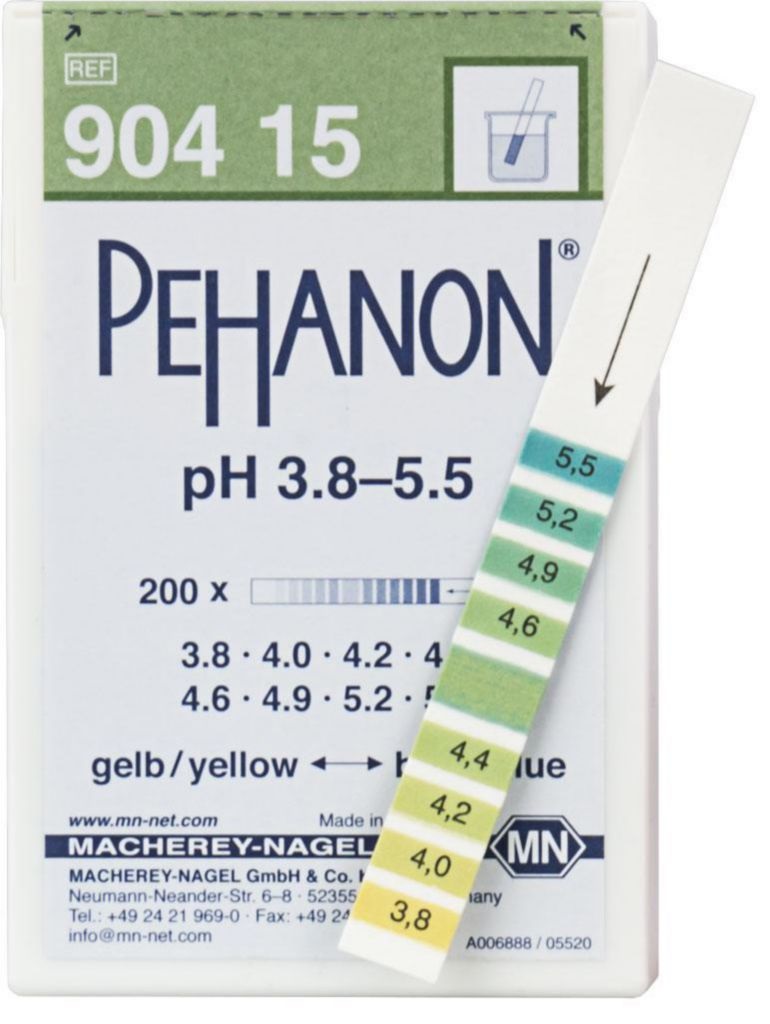 [9130603] pH indicator paper, Macherey-Nagel PEHANON, strips, pH 3,8 - 5,5, 200 pcs