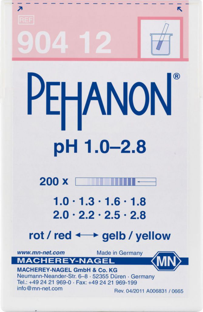 [9130651] pH indicator paper, Macherey-Nagel PEHANON, strips, pH 1 - 2,8, 200 pcs