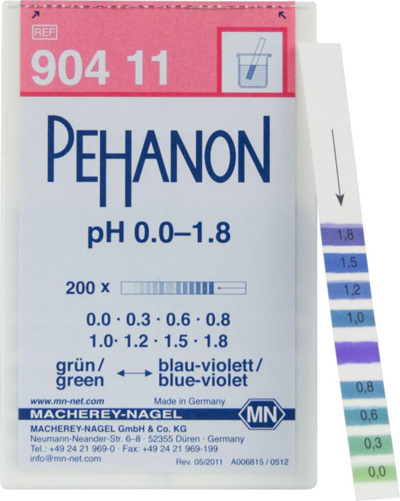[9130658] pH indicator paper, Macherey-Nagel PEHANON, strips, pH 0 - 1,8, 200 pcs