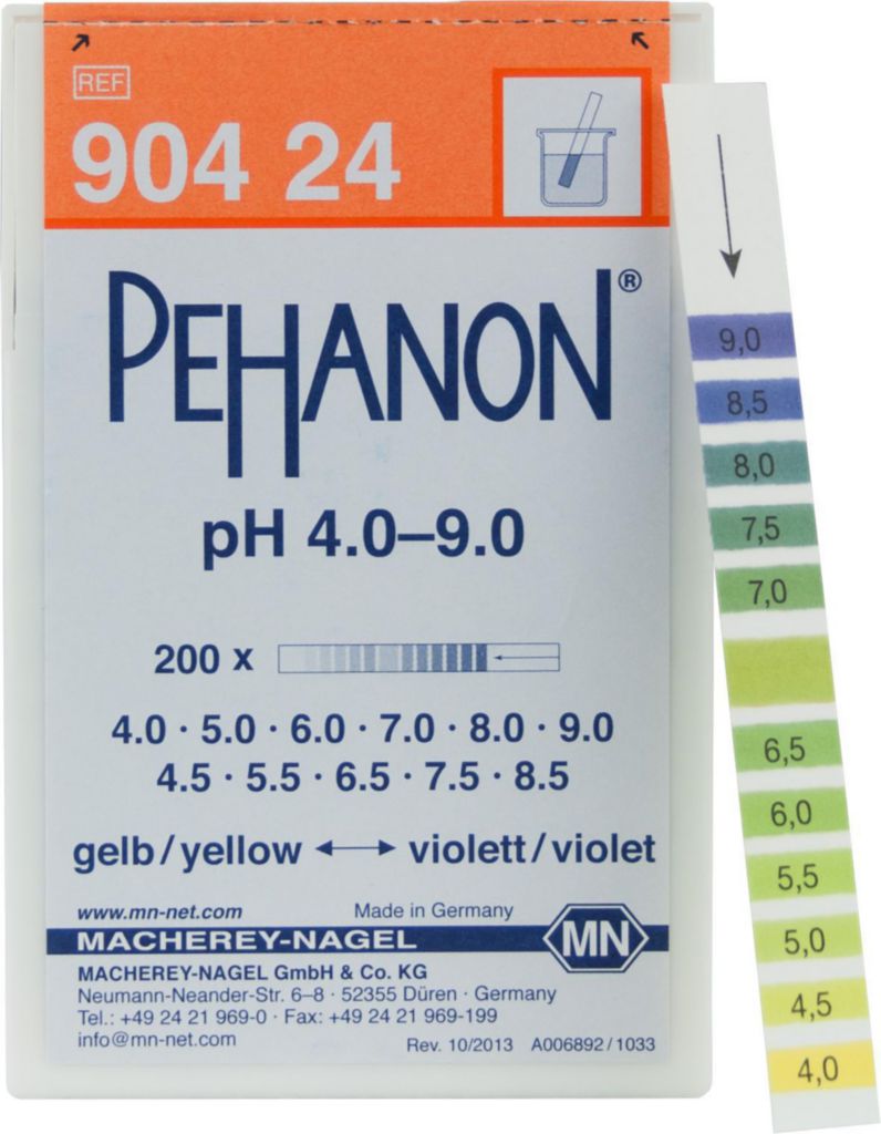 [9130659] pH indicator paper, Macherey-Nagel PEHANON, strips, pH 4 - 9, 200 pcs