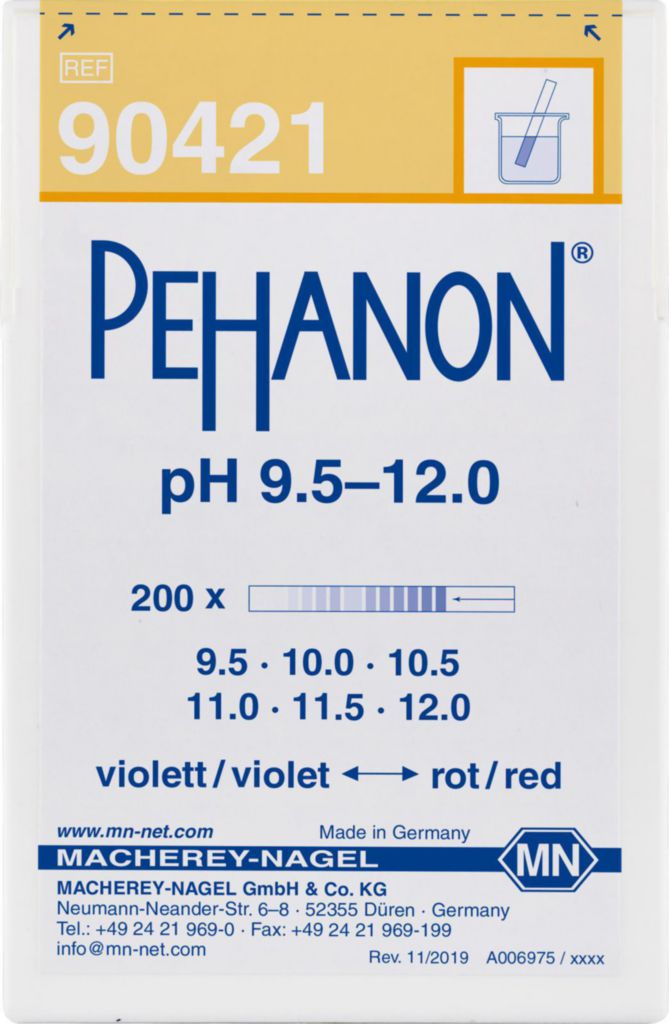 [9130661] pH indicator paper, Macherey-Nagel PEHANON, strips, pH 9,5 - 12, 200 pcs
