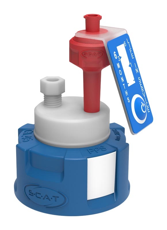 [9139810] Reservoir cap, SCAT Safety Cap I V2.0, GL 45, 1 x air valve / 1 x fitting Ø4.76 mm