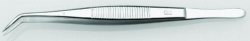 Forceps, curved end, stainless steel, Length 160