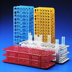 Universal test tube rack, red for 40 tubes, holes