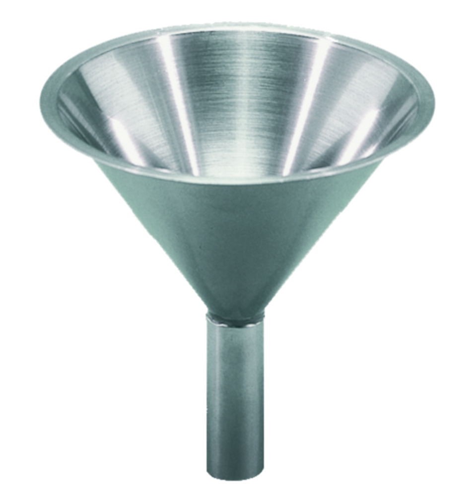 Funnel, powder, straight tube outlet, stainless, Ø125 mm
