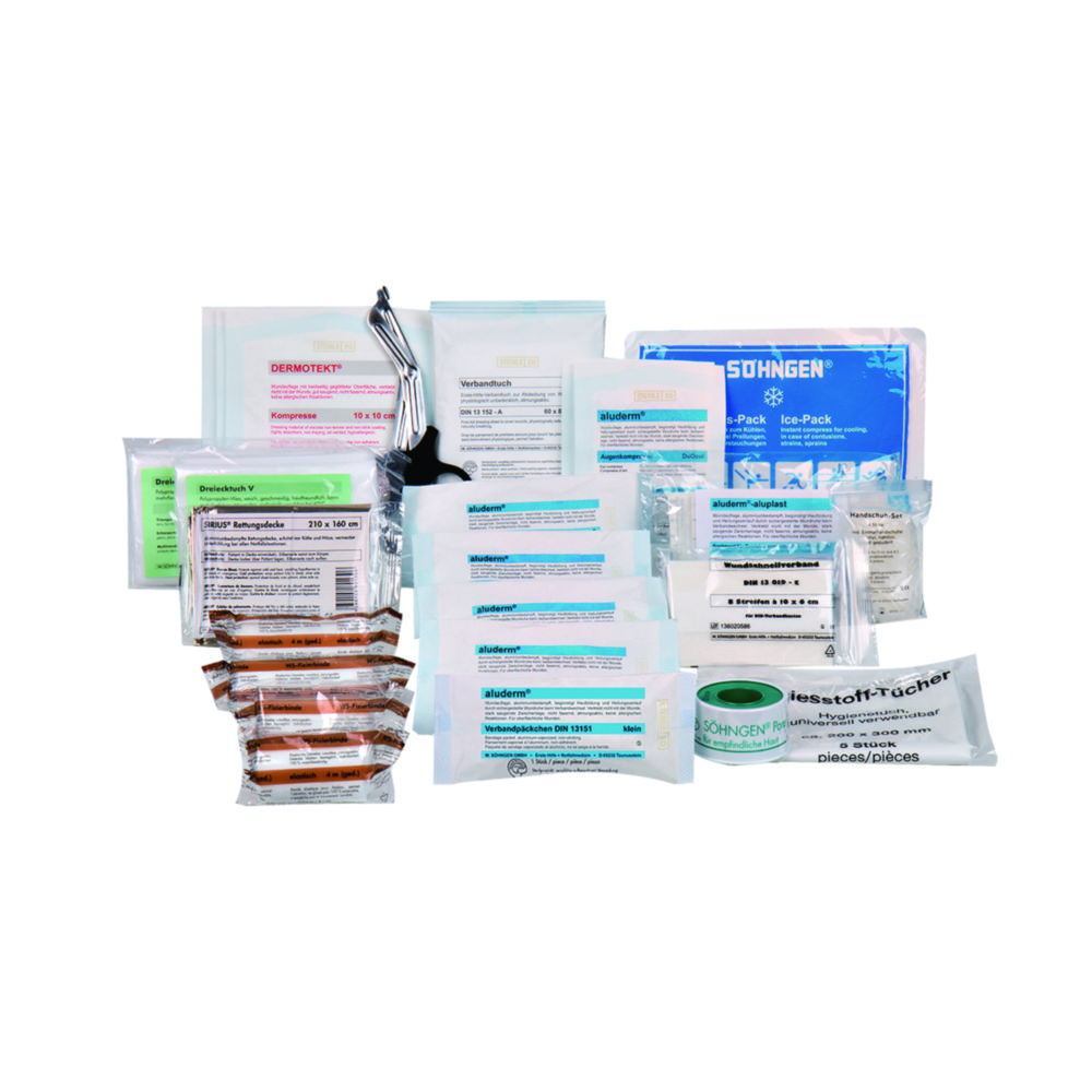 Refills for first aid boxes with 72 parts DIN 13157, W. Söhngen