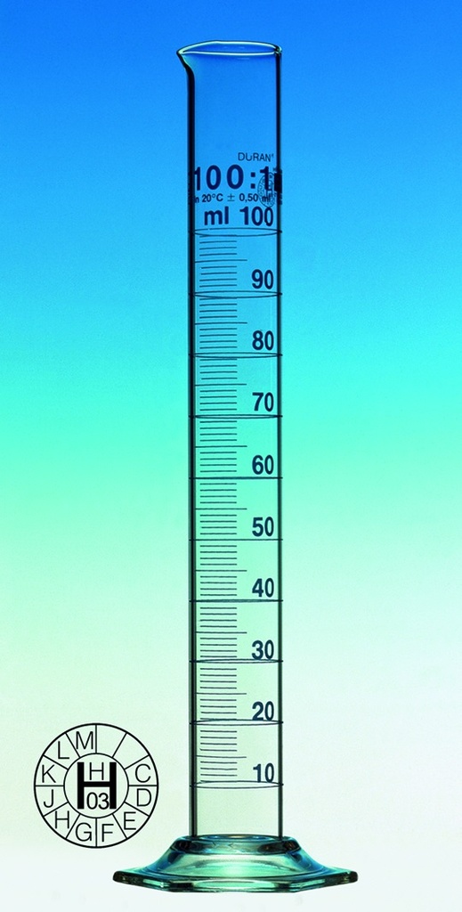 Measuring cylinders, Duran®, class A, blue grad, 25 ml, 2-pak