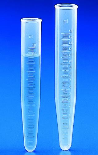 Centrifuge tubes 18x118 mm 15 ml, PP, graduated