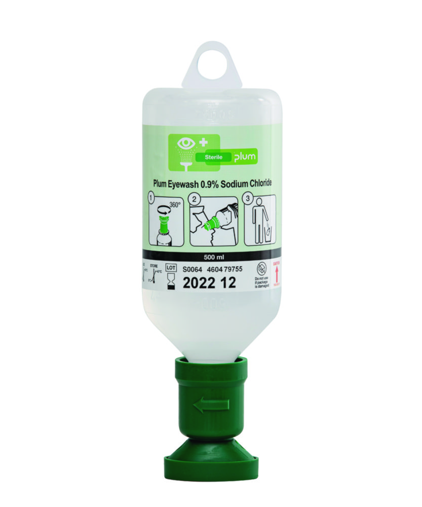 Eye wash bottle, B-Safety, 0,9% NaCl, sterile, 500 ml