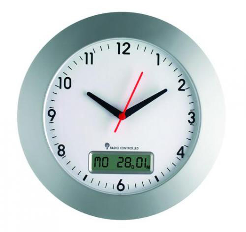 [9851019] Wireless wall clock with date ø 300 x 47,5 mm wit